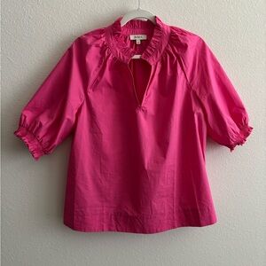 Avara Pink Blouse with Ruffled Sleeves